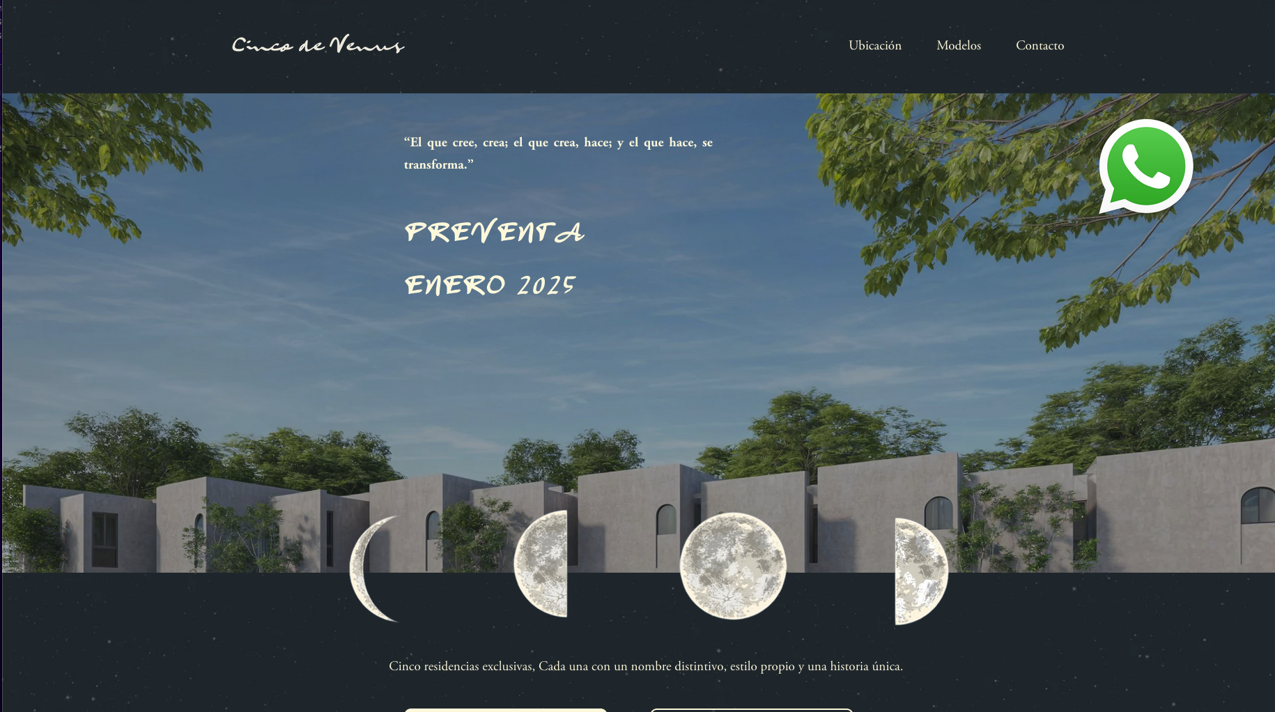 Screenshot del sitio web Cinco de Venus