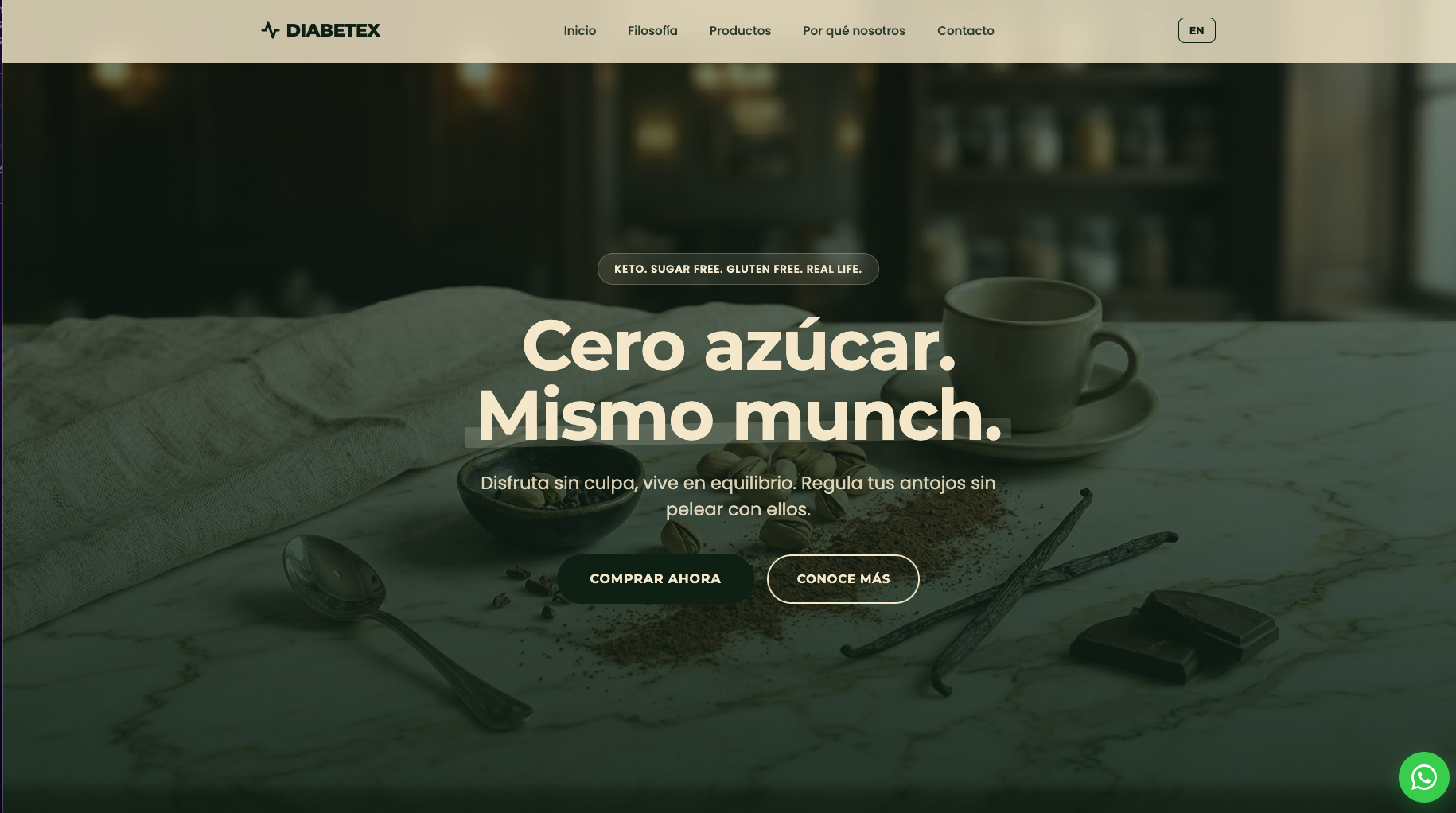 Screenshot del sitio web Diabetex