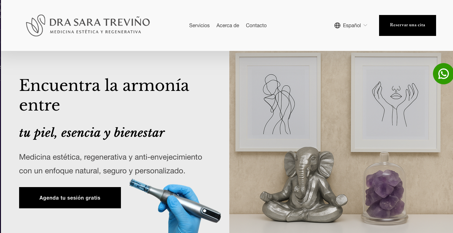 Screenshot del sitio web Dra. Sara Treviño