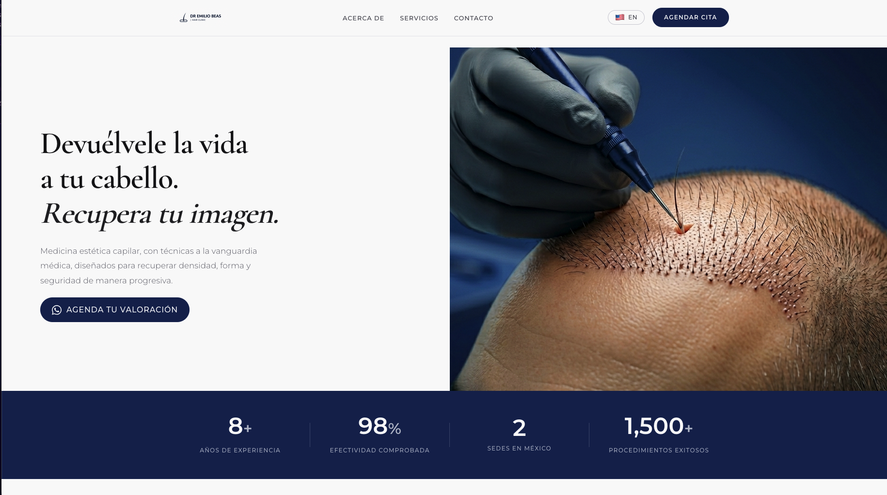 Screenshot del sitio web Dr. Baes