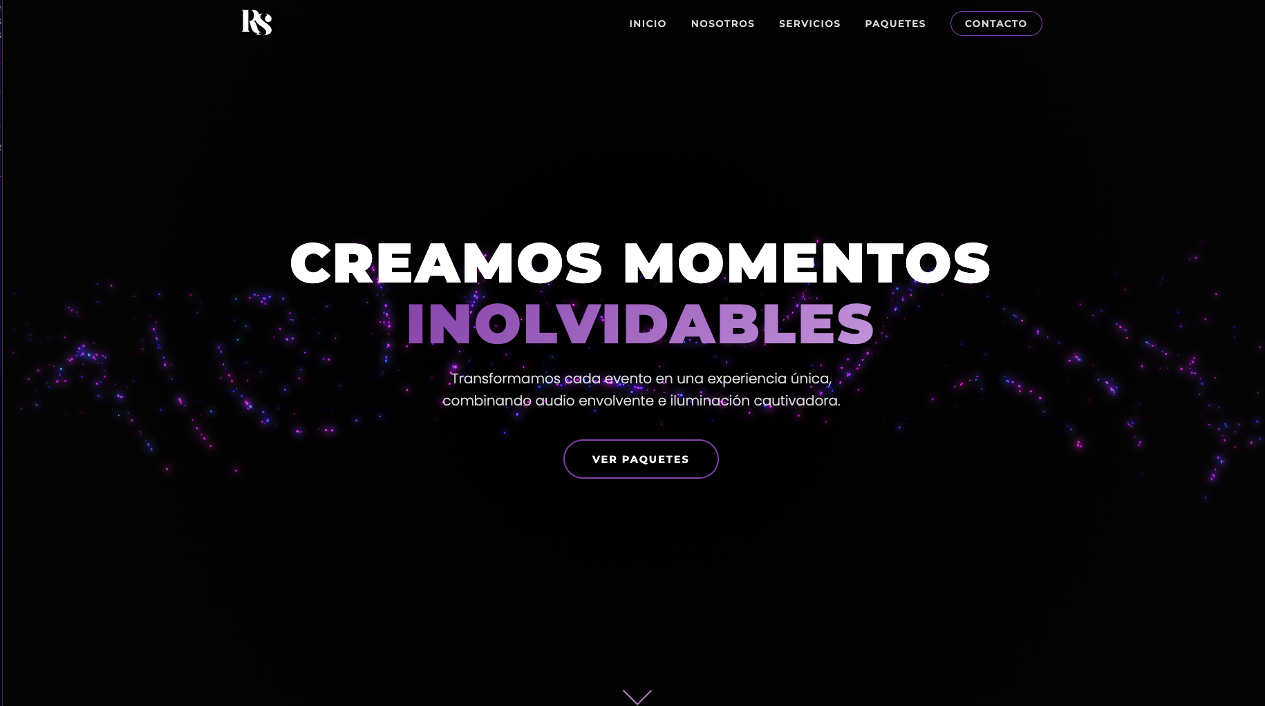 Screenshot del sitio web RS Events