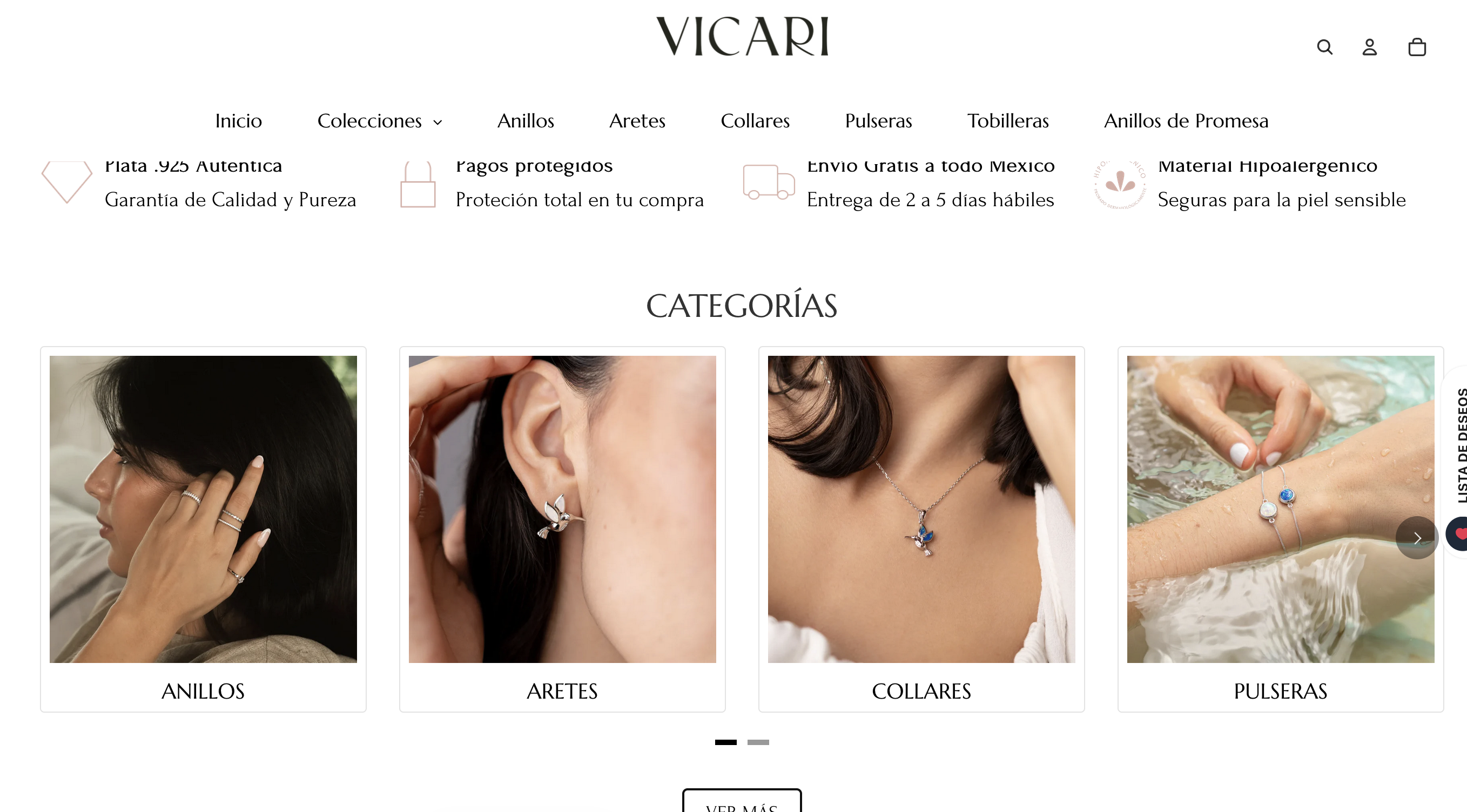 Screenshot del sitio web Vicari